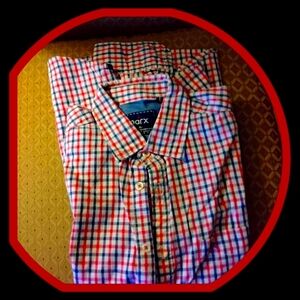 Parx Men's Slim Fit  Red/White/Blue Checker Casual Button down Shirt